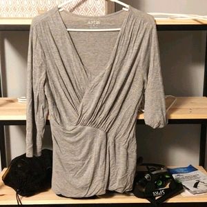 Gray faux wrap top